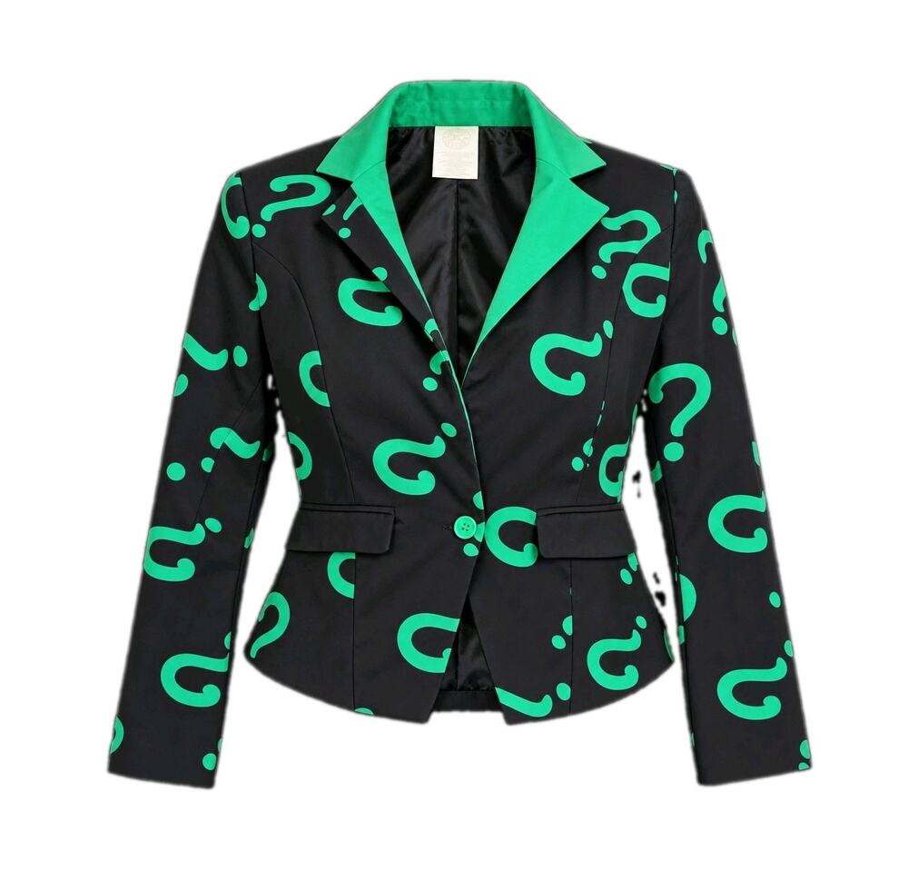 DC Comics The Riddler Costume Blazer M Green Question Mark Jacket Comic Core